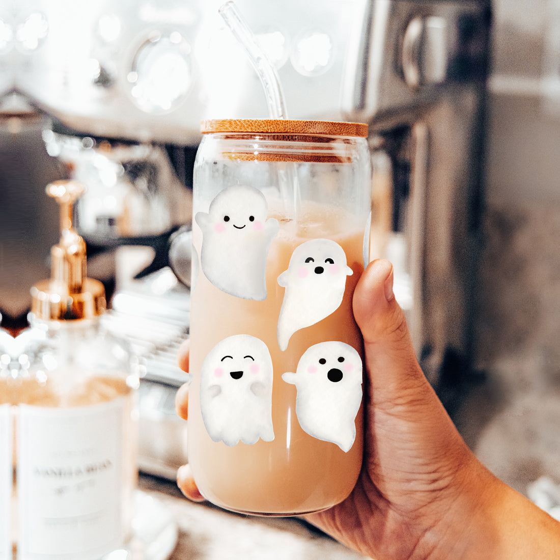 cute phantom tumbler
ghost themed glass set
halloween coffee vessel
halloween party favor glass
fall hostess gift tumbler