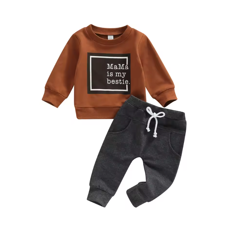 Mama is My Bestie Brown Lounge Set RTS