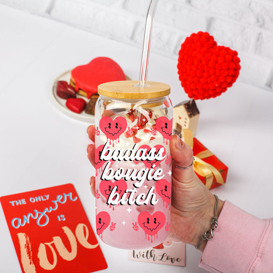Empowering Valentineās Day gifts for women.
Modern inspirational 20oz glass cups for womenās empowerment gifts.
Funny glass tumblers for boss women and coworkers.