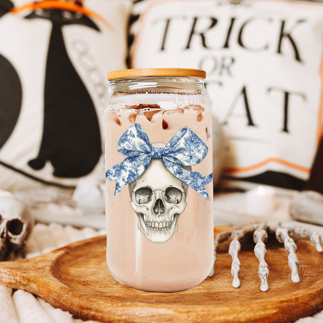 luxury spooky season tumbler
chinoiserie halloween collection
skull bow coffee station decor
