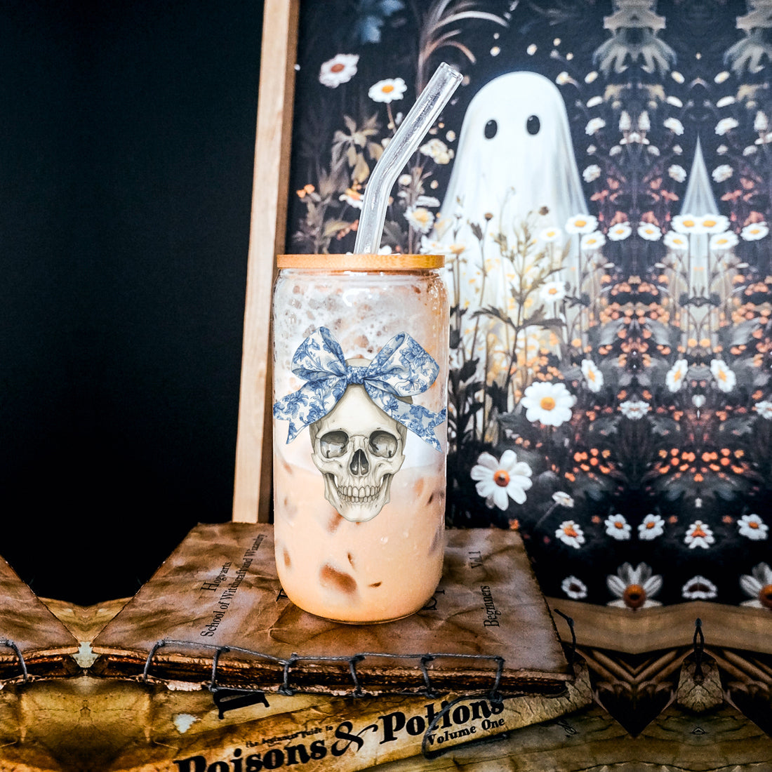 skull bow coffee station decor
elegant fall season glass
designer halloween gift set