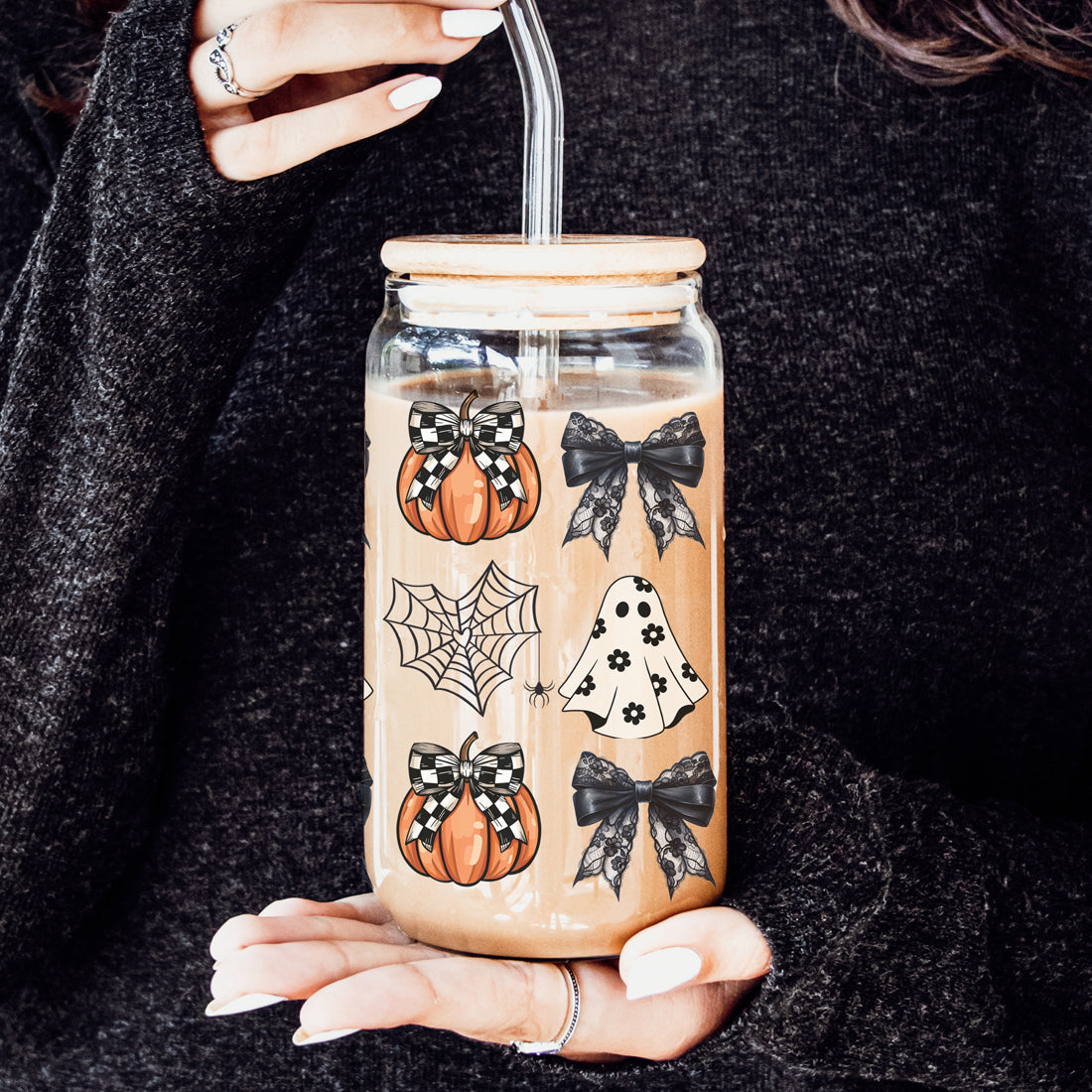 halloween bow tumbler set
checkered pumpkin glass cup
gothic glam halloween tumbler
black bow drink glass set