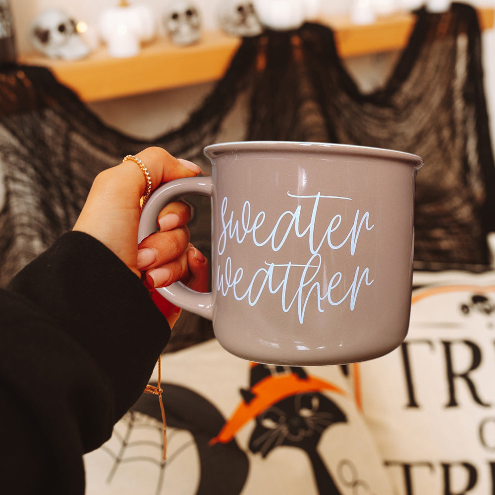 Modern Autumn Coffee Mug Collection Brown Design
Trendy Fall Season Drinkware Sweater Weather Theme