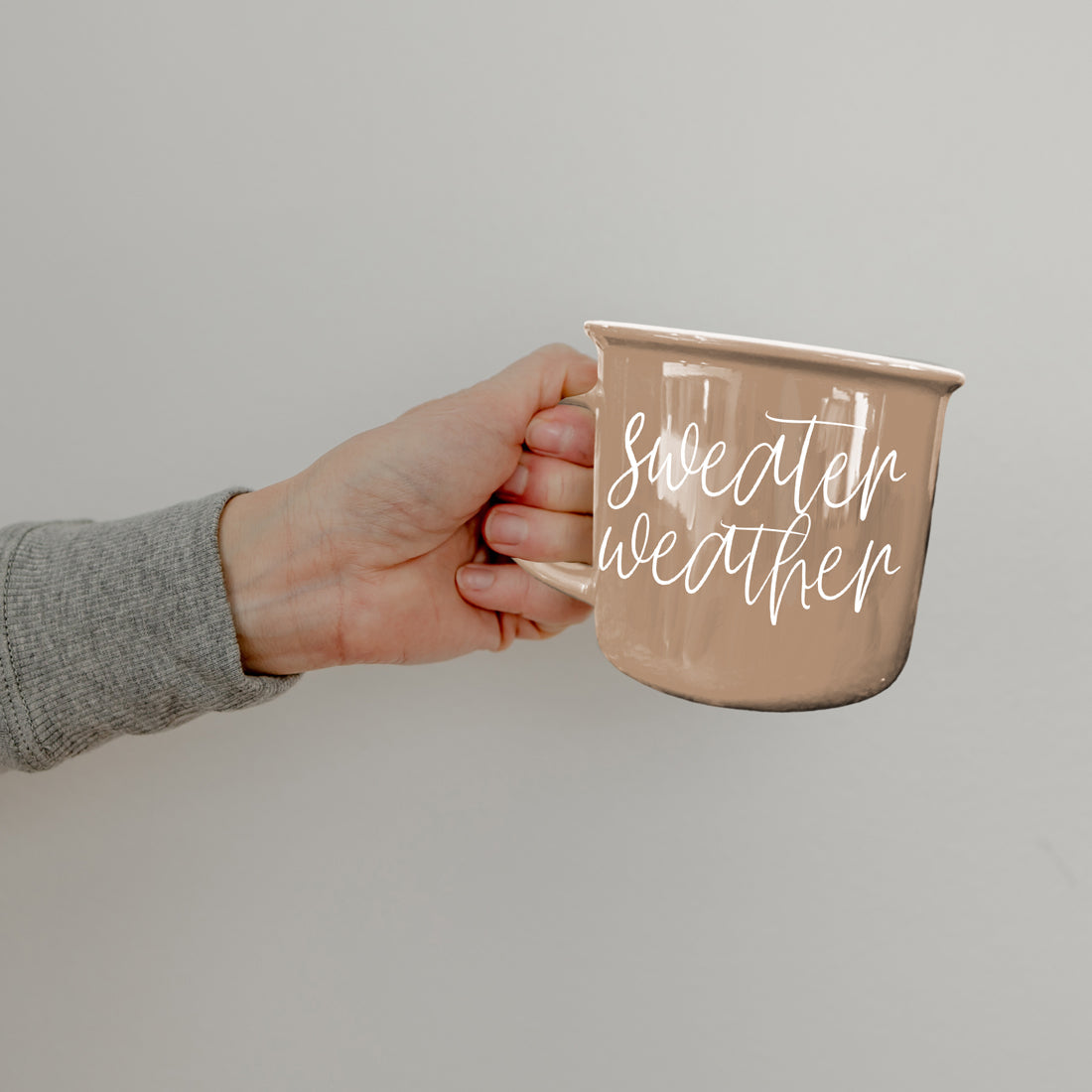 Autumn Coffee Lover Mug Brown Ceramic Sweater Weather Design