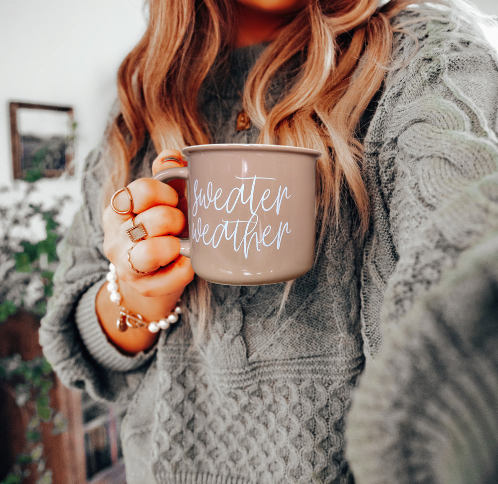 Fall Birthday Gift Coffee Mug Sweater Weather Design
Autumn Birthday Coffee Lover Present Brown Ceramic