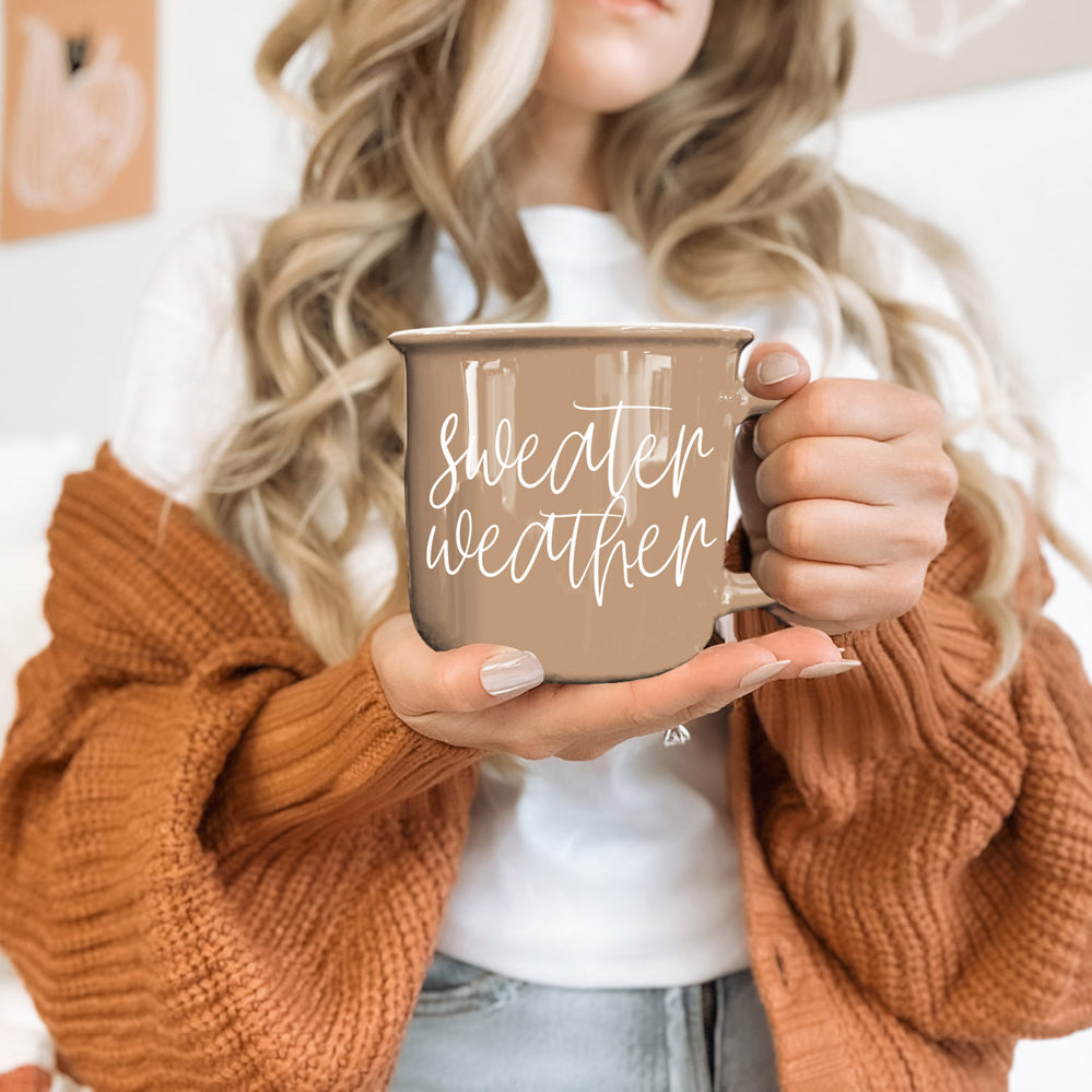 Sweater Weather mug
Fall coffee mug
Brown ceramic coffee mug
Autumn coffee cup
Cozy season mug