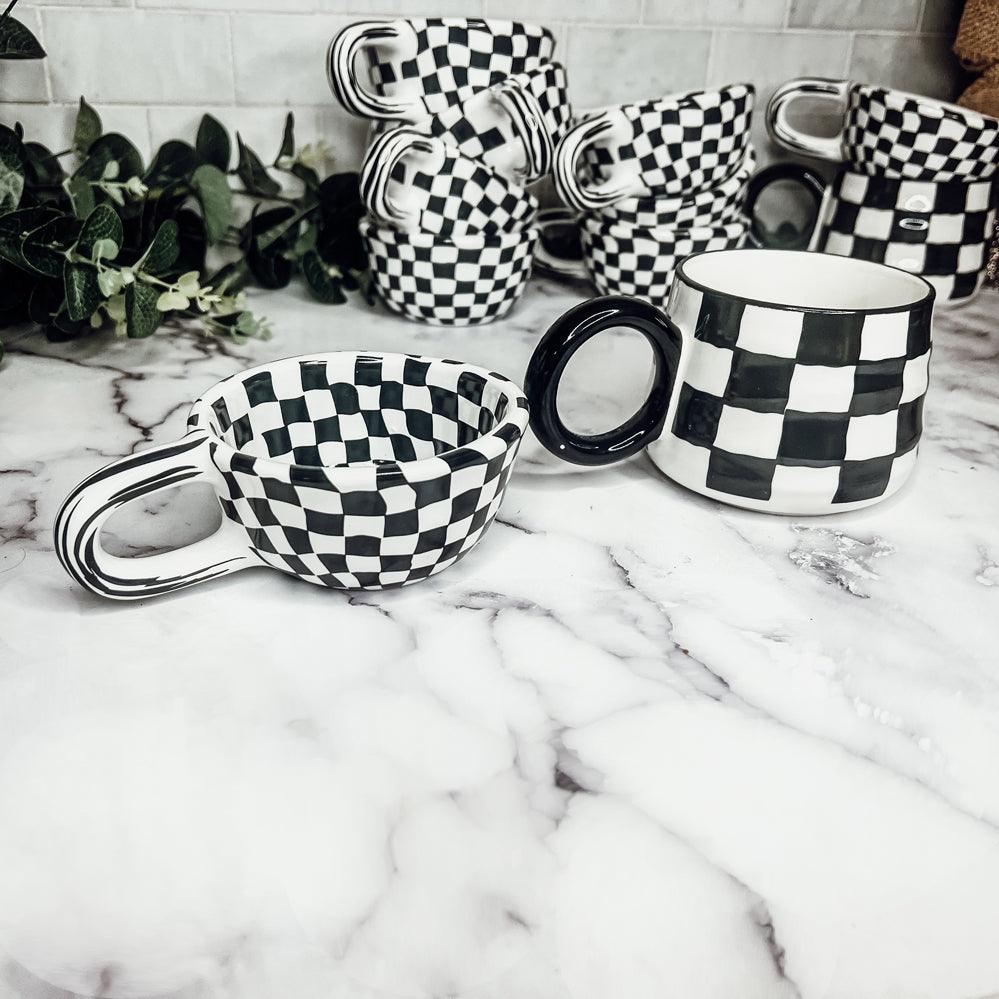 Small BW Checkered Mug