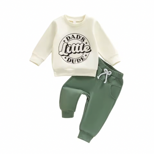 Dad's Little Dude Cream Crew Lounge Set
