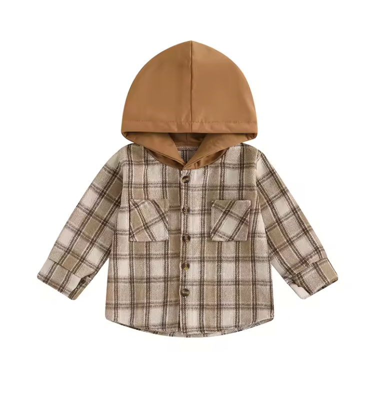 Rust Flannel hooded Shacket RTS