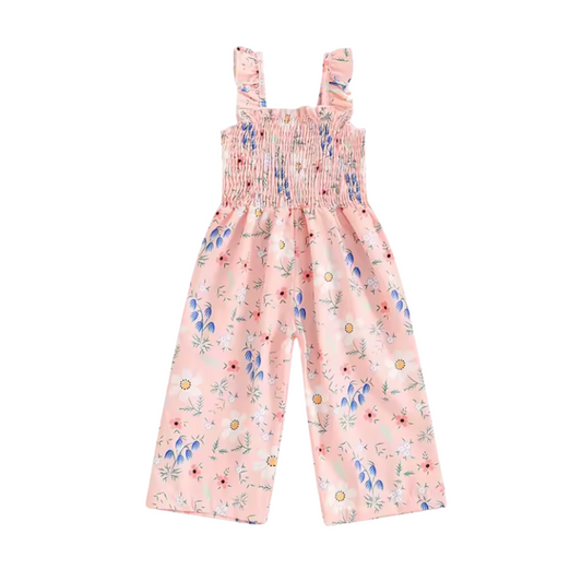 Light Pink Blue Floral Wide Leg Jumper