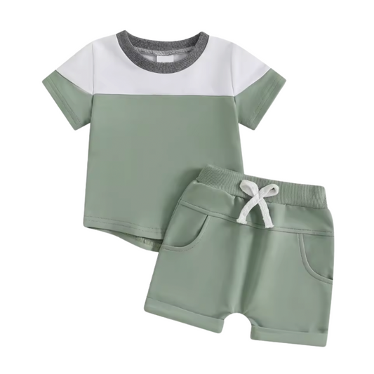 Green Stripe Short Set