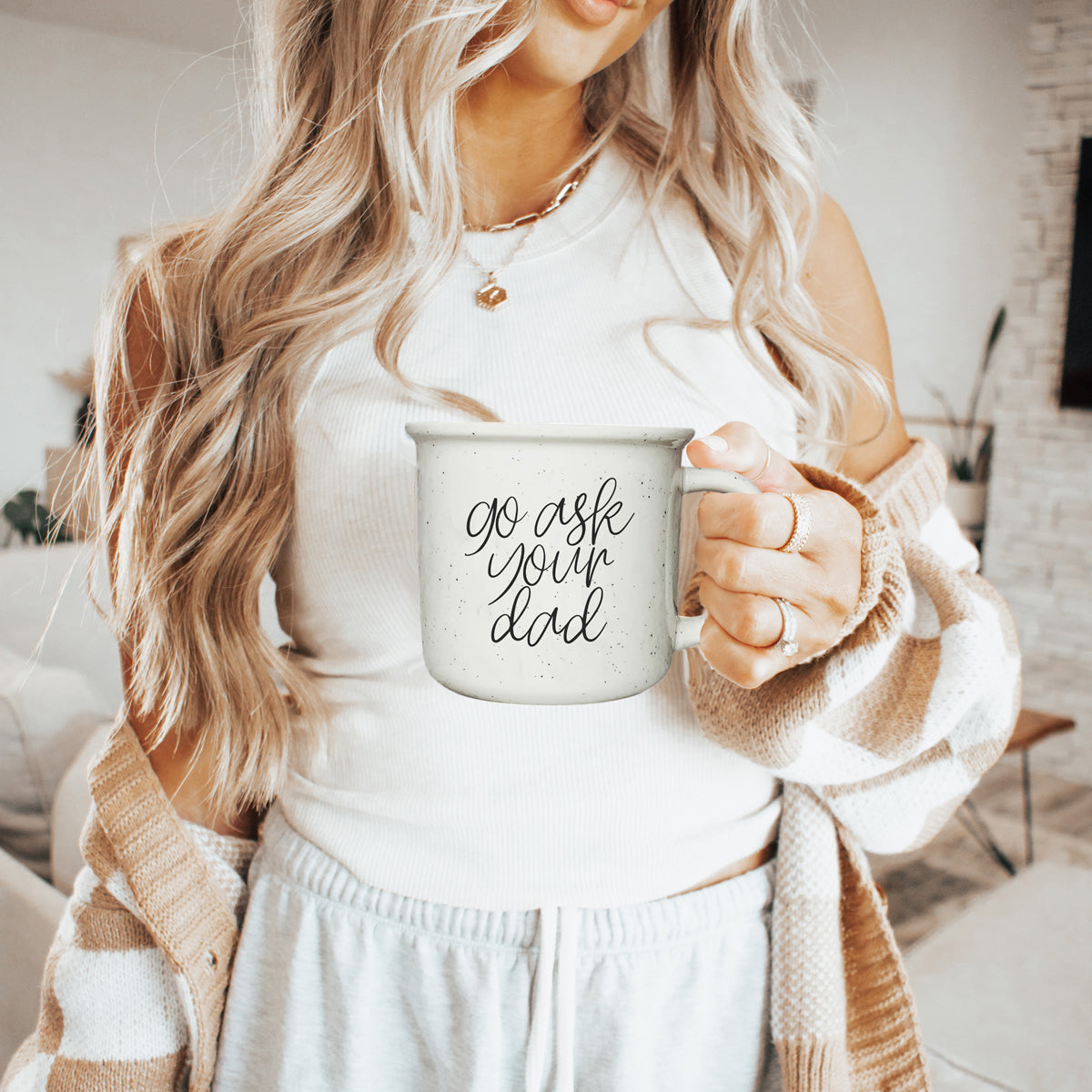14.5oz speckled ceramic mug with mom humor typography