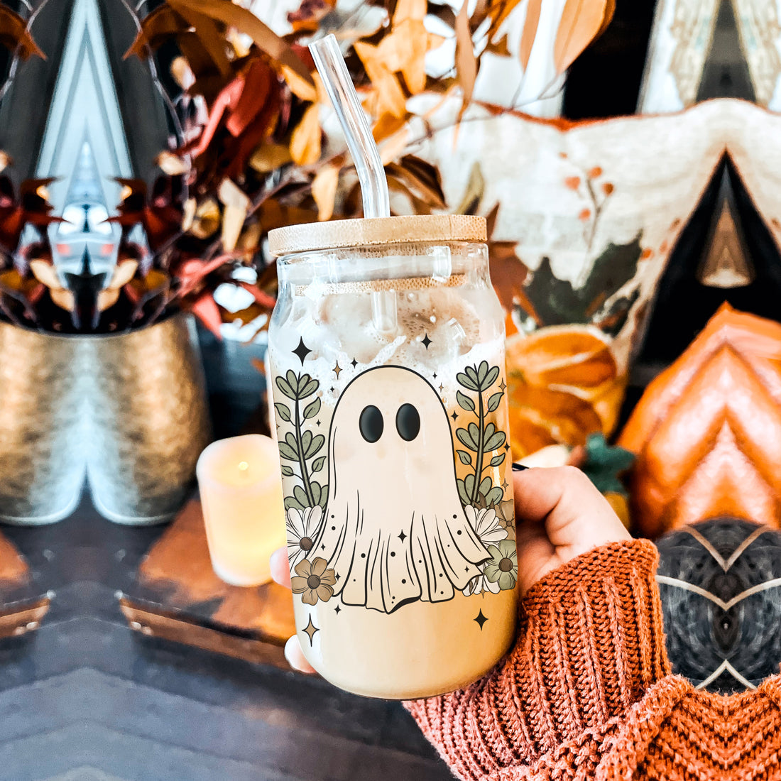 Cottage aesthetic halloween tumbler
Spooky botanical drinkware
Cottagecore ghost decor
Botanical halloween aesthetic