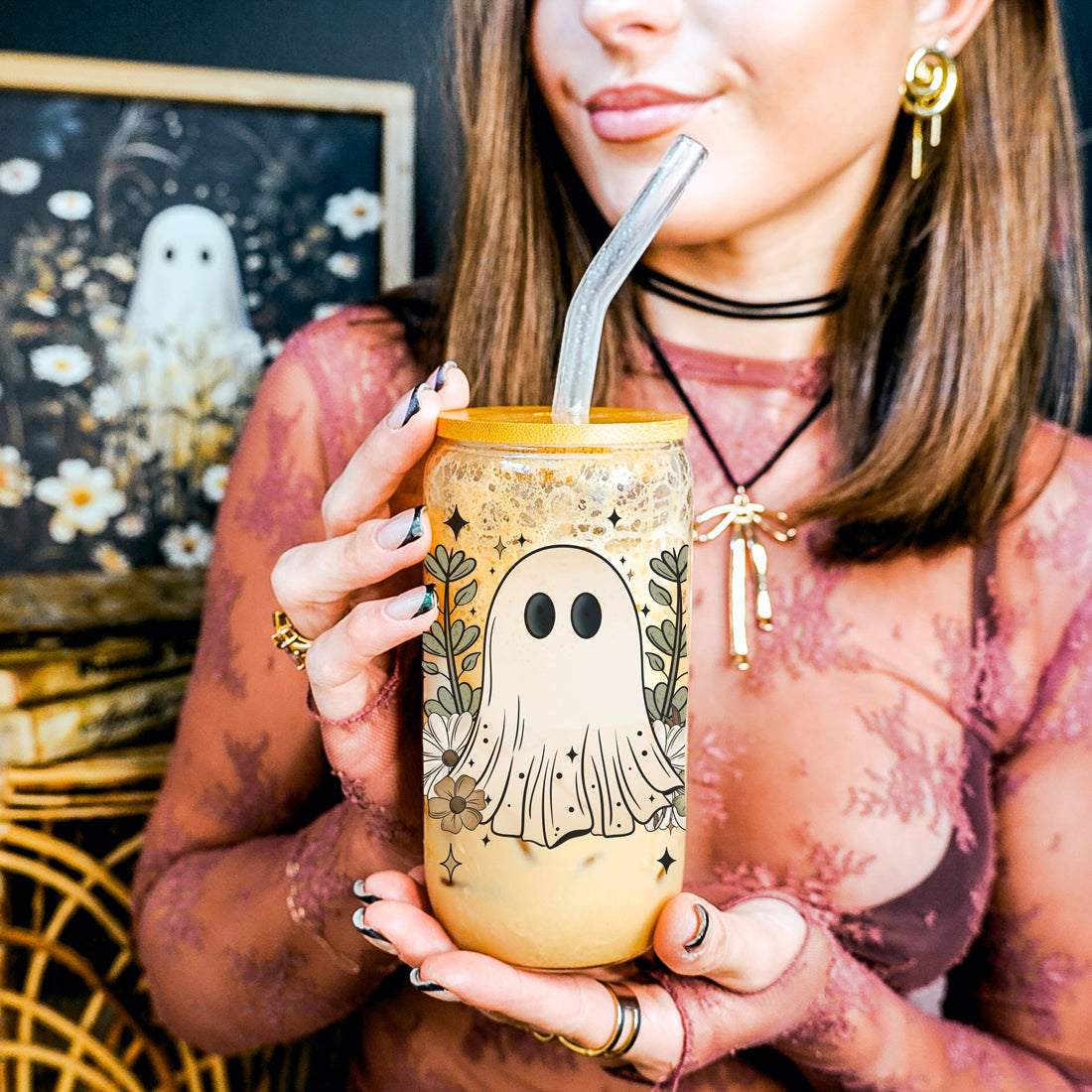 Garden ghost aesthetic
Cottage witch accessories
Mushroom fairy tumbler
Moon garden drinkware