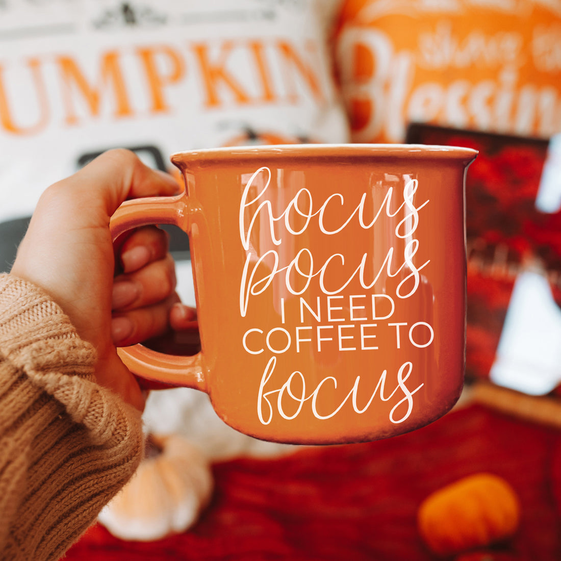 Halloween Coffee Mug Orange Ceramic Hocus Pocus Design
Witch Theme Coffee Cup Orange Halloween Collection