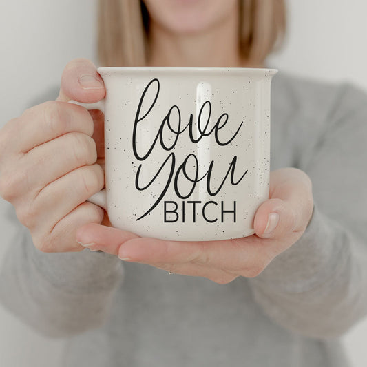 Love You Bitch Coffee Mug for sale. Unique Galentine Gift Ideas. Modern valentines day decor and gifts