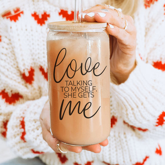 Love Talking to myself she gets me gift.
Funny Self Love Gifts.
Self love tumblers.
Self love gifts for valentines day
Self love gifts for galentines.
20oz Tumbler Glass